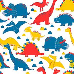 Papel de Parede Infantil, Dinossauros, Multicolorido, 1000x52 cm, Bobinex Uau