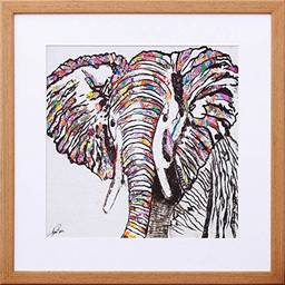 Quadro Ilustração Elefante Colorido Decore Pronto Multicor 43x43cm