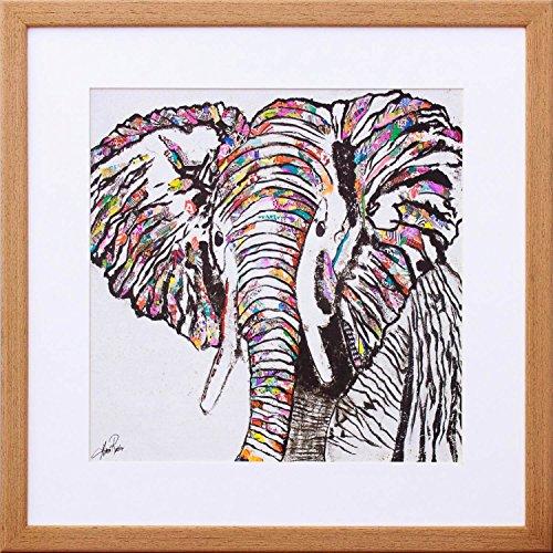 Quadro Ilustração Elefante Colorido Decore Pronto Multicor 43x43cm