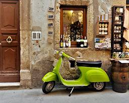 Tela Decorativa de Cidades Toscana Lambreta Verde Decore Pronto Multicor Pequeno