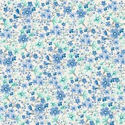 Papel de Parede Infanto Juvenil, Florezinhas, Azul, 1000x52 cm, Bobinex Uau