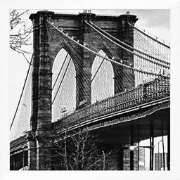 Quadro Decorativo em Preto e Branco Ponte do Brooklyn 45x45cm, Decore Pronto, Preto/ Branco