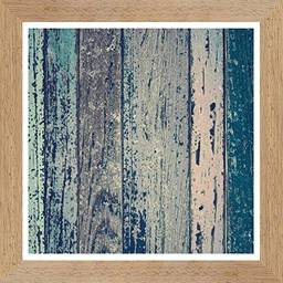 Quadro Abstrato Rústico Wood Blue 35x35cm, Decore Pronto, Multicor, Pequeno