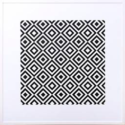 Quadro Abstrato Fundo II Geométrico Decore Pronto Preto/ Branco 83x83cm