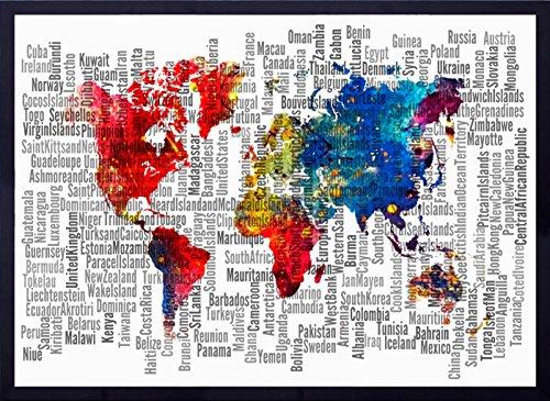 Quadro Ilustração Colorida Mapa Mundo 73X53cm, Decore Pronto, Multicor