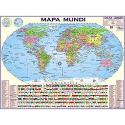 Mapa Escolar Mundi Politico 120x90 cm x 1 Unidade, Multimapas 203, Multicor, Pacote de 1