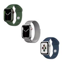 Apple Watch Series 7 (GPS + Cellular), Caixa em alumínio verde de 41 mm com Pulseira esportiva trevo