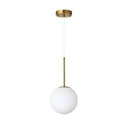 EFINEHOME Luminária pendente de vidro moderna para ilha de cozinha, persiana de bola de 20 cm | 1 globo de luz dourada de meados do século para quarto e sala de jantar (globo branco)