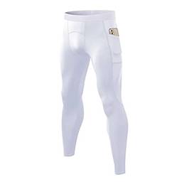 Staright Calça de compressão masculina com cintura elástica bolsos laterais meia-calça elástica elástica para corrida, levantamento de peso