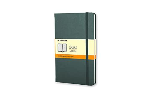 Moleskine Caderno clássico, capa dura, grande (12,7 cm x 21 cm), pautado/forrado, verde floresta, 240 páginas