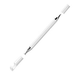 SZAMBIT Canetas Stylus para Telas Sensíveis ao Toque,com Caneta Esferográfica Preta,Stylus Compatível com iPhone/iPad/Tablet/Android (3 em 1 [caneta +caneta esferográfica+suporte],Branco)