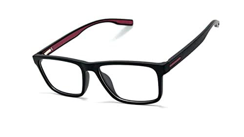 Óculos Armação Masculino Com Lentes Sem Grau Jc-1024 (Tamanho-único, Vermelho-Preto)