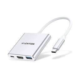 LENTION Hub USB C 3 em 1 com entrega de energia de 100 W, USB 3.0 e 4K HDMI compatível com MacBook Pro 2022-2016, novo Mac Air/Surface, Chromebook, mais adaptador de driver estável (CB-C14, prata)