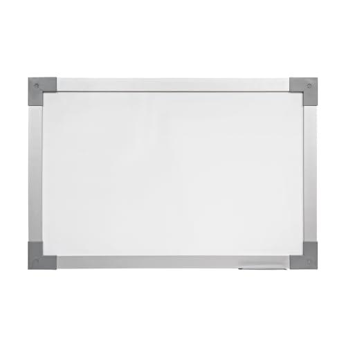 Quadro Branco Moldura MDF REVESTIDO na cor Aluminio Soft Prime STALO, 180x90