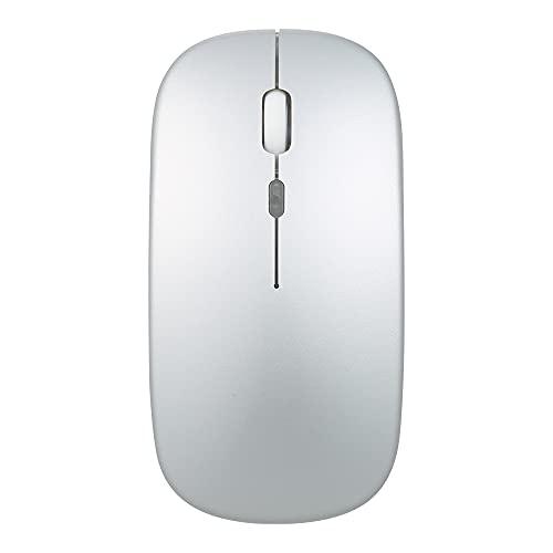 Mouse Slim Ergonômico Slim, Mennos Ruído, 4 Botões, 3 Níveis DPI Ajustável, Mouse Recarregável para Computador, Laptop, Prata, 2.4G Wireless