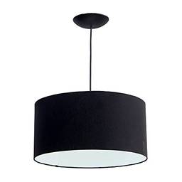 Pendente acappella cúpula 40cm preto lustre tecido 100% algodão luminária cilindrico redondo sala quarto interior iluminação