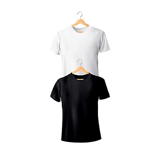 Kit com 2 Camisetas Lisa Gola Redonda Branca e Preta - Polo Match (GG)