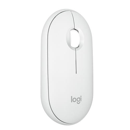 Mouse sem fio Logitech Pebble 2 M350s com Clique Silencioso, Design Slim Ambidestro, Conexão Bluetooth e Pilha Inclusa - Branco