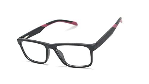 Óculos Armação De Grau Retangular Masculina Com Molas Nas Hastes Jc-1006 Cor: Preto-Vermelho