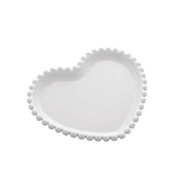 Conjunto 4 Pratos de Porcelana Coração Beads Branco 17cm x 15cm x 2cm - Wolff