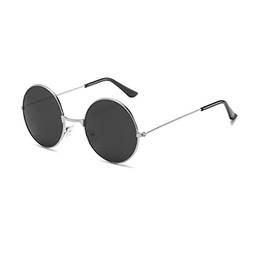 Óculos de sol retrô vintage redondo polarizado masculino designer óculos de sol feminino armação de metal lente preta óculos de condução, 01, china