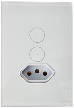 Interruptor Touch 2 Botões + Tomada Espelho Em Acrilico Branco Lumenx