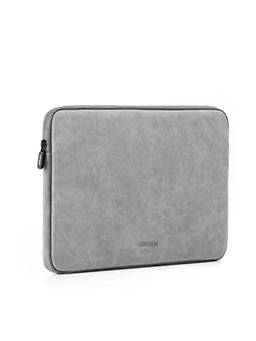 UGREEN Capa para laptop de 13,3 polegadas de couro de camurça de poliuretano macio acolchoado com zíper, capa compatível com MacBook Air Pro 2021 2020 2019, bolsa protetora resistente à água, cinza