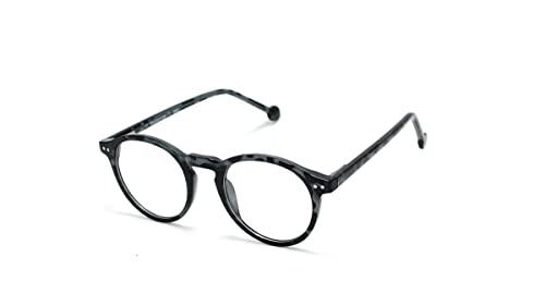 Óculos Armação De Grau Retro Redondo Unissex Com Lentes Sem Grau (Cinza-Tartaruga)