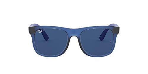 Ray-Ban Óculos de Sol Quadrado Infantil Rj9069s, Borracha transparente azul/azul escuro, 48 mm