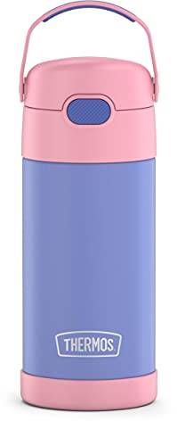 THERMOS Garrafa de canudo infantil Funtainer 355 ml de aço inoxidável isolada a vácuo, roxo/rosa