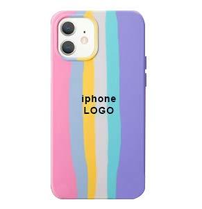 TwiHill Silicone rainbow phone case for iPhone12/iPhone 11 pro max/iPhone xr/iPhone 7/iPhone xs, for anti-drop (iPhone 12,Pó de arco-íris)
