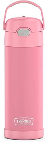 THERMOS Garrafa isolada à vácuo de aço inoxidável FUNTAINER 473 ml com tampa de bico largo, rosa, F41102PK6