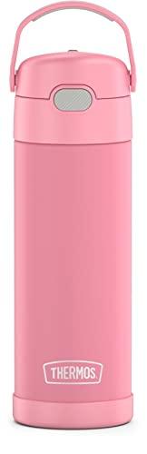 THERMOS Garrafa isolada à vácuo de aço inoxidável FUNTAINER 473 ml com tampa de bico largo, rosa, F41102PK6