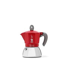 Bialetti Novo fogão Moka Induction, máquina de café adequado para indução, alumínio/aço, 4 xícaras, vermelho