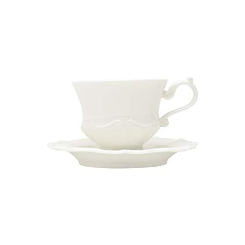 Cj 6 Pc Xícara de Café com Píres de Porcelana Fancy Rojemac Branco 90Ml
