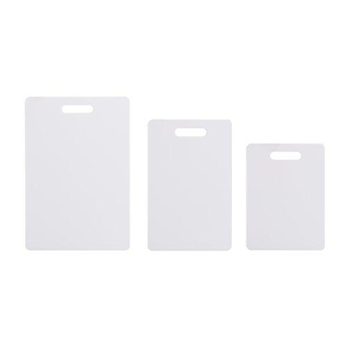 Farberware Conjunto de tábuas de corte de plástico, conjunto de 3 retângulos, branco