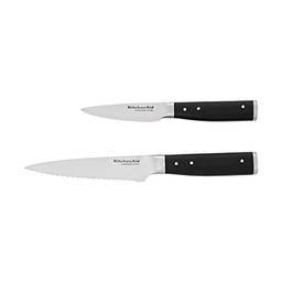 KitchenAid Conjunto de facas gourmet com rebite triplo e faca para descascar, 2 peças, preto