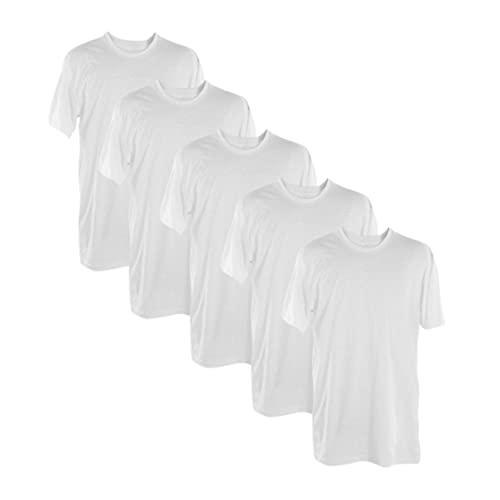 Kit 5 Camisetas Masculinas Básicas 100% Algodão Penteado (Branco, G)