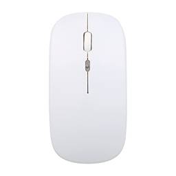 Miaoqian Mouse fino sem fio 2.4G sem ruído, 3 DPI ajustável, 7 cores, luz respiratória mouse recarregável para laptop, branco