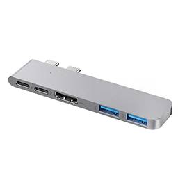 5 em 2 Hub USB-C Tipo-C Adaptador Multiporta com Porta de Carregamento de Dados 4K HD USB C Compatível com MacBook Air MacBook Pro