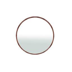 Espelho Redondo Laminado de Parede estilo Minimalista 90 cm - Imbuia