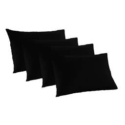Kit 4 Fronhas Lisa Para Travesseiro 100% Algodão 50cm X 70cm - (Black)