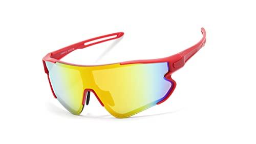 Óculos De Sol Esportivo Unissex Ciclismo Montanhismo Esporte Ao Ar Livre Cx-2802 Cor: Vermelho-espelhado