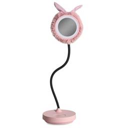 Luminária LED de Mesa e Espelho com Laço P/ Prender Cabelo (Rosa)