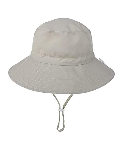 Chapéu de sol para bebê verão chapéus para menino de bebê UPF 50+ Proteção solar para criança chapéu balde para bebê menina boné ajustável (Bege, 44-46 cm / 3-6 Months)