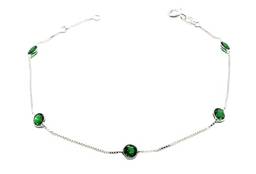 Pulseira Feminina Com Pedras Zirconia Color - Prata 925 - Verde Esmeralda
