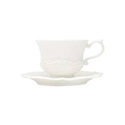 Cj 6 Pc Xícara de Chá com Píres de Porcelana Fancy Rojemac Branco 200Ml