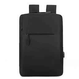 Mochila masculina para laptop de viagem com capacidade expandida, bolsa de carregamento USB, bolsa de nylon impermeável, Preto, M
