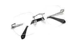 Óculos Armação De Grau Sem Aro Retangular Grande Unissex Super Leve A-2211 Cor: Prata