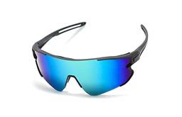 Óculos De Sol Esportivo Unissex Ciclismo Montanhismo Esporte Ao Ar Livre Cx-2802 Cor: Preto azul-espelhado